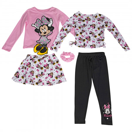 Disney Classic Minnie Mouse Tops & Skirt & Leggings & Scrunchy Set